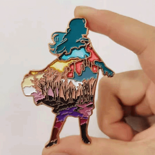 Unique individual artwork enamel brooch made to order colorful personal drawing lapel pins for show maker and creators